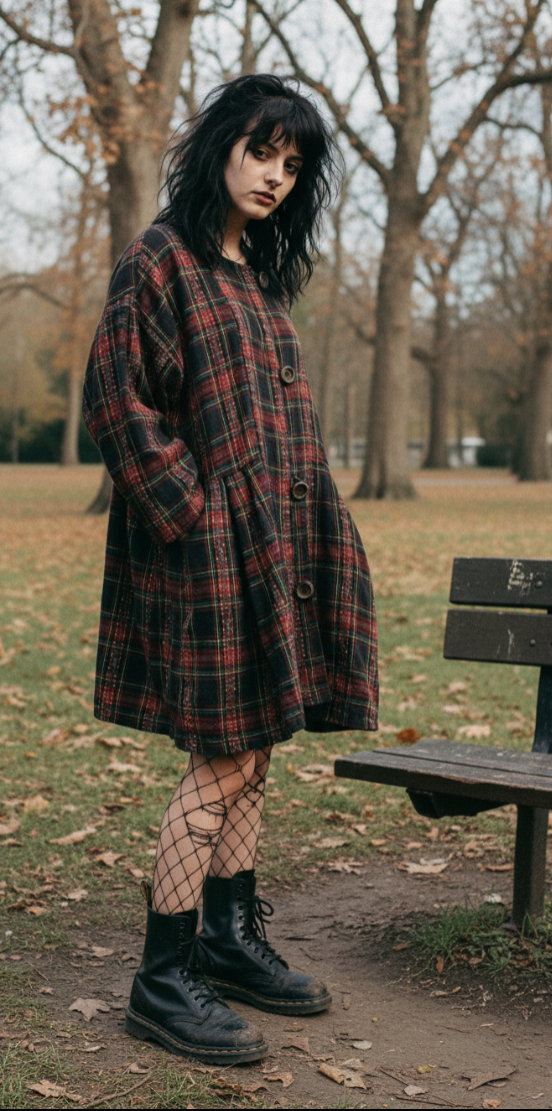 Plaid Flannel Coat Dress circa 1990s