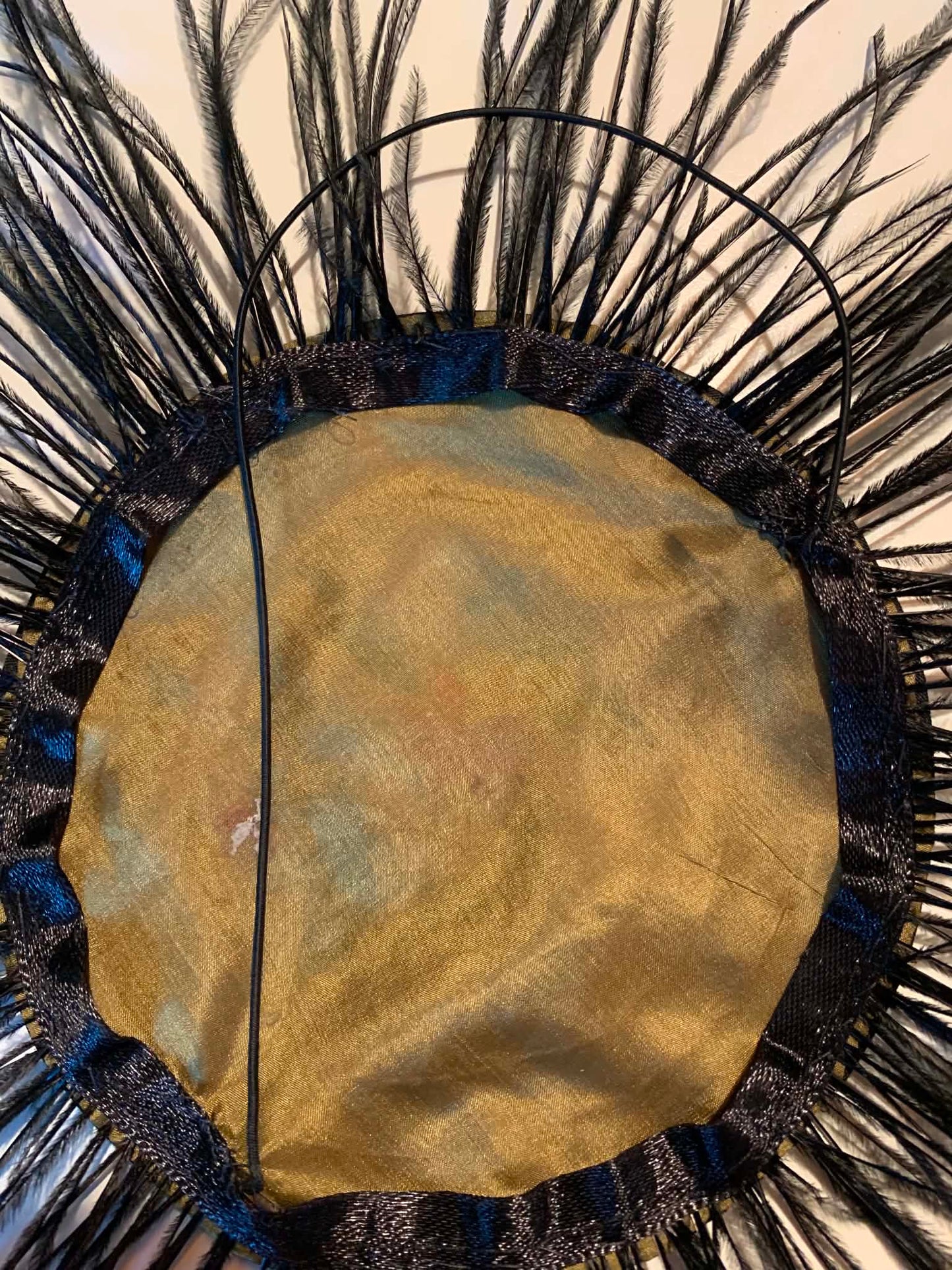 Peiping Station- the Antique Embroidered Asian Silk Textile and Feathers Fascinator Hat