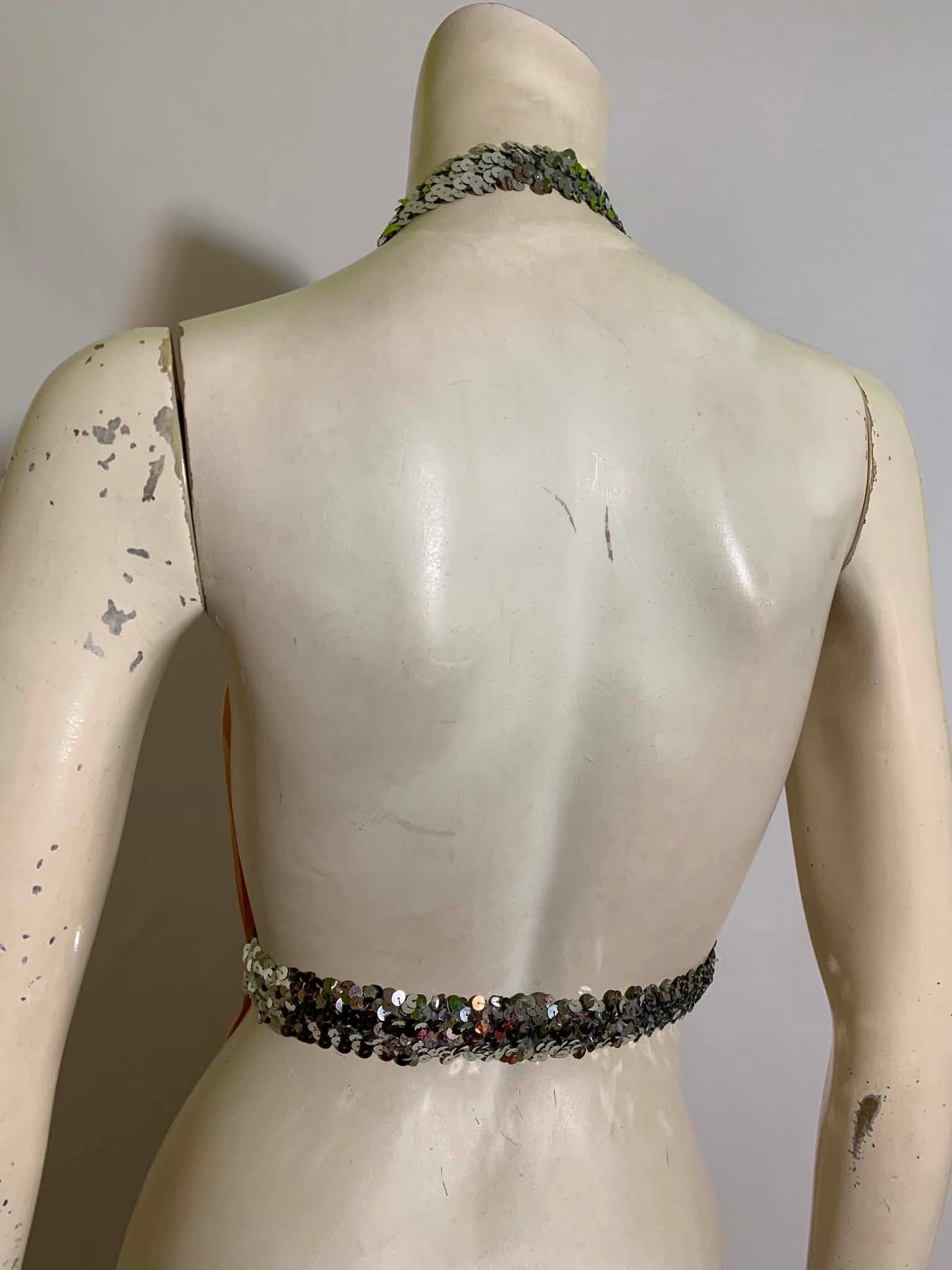 Material Girl the Reimagined Big Pink Slipper Satin Bow and Sequins Halter Top