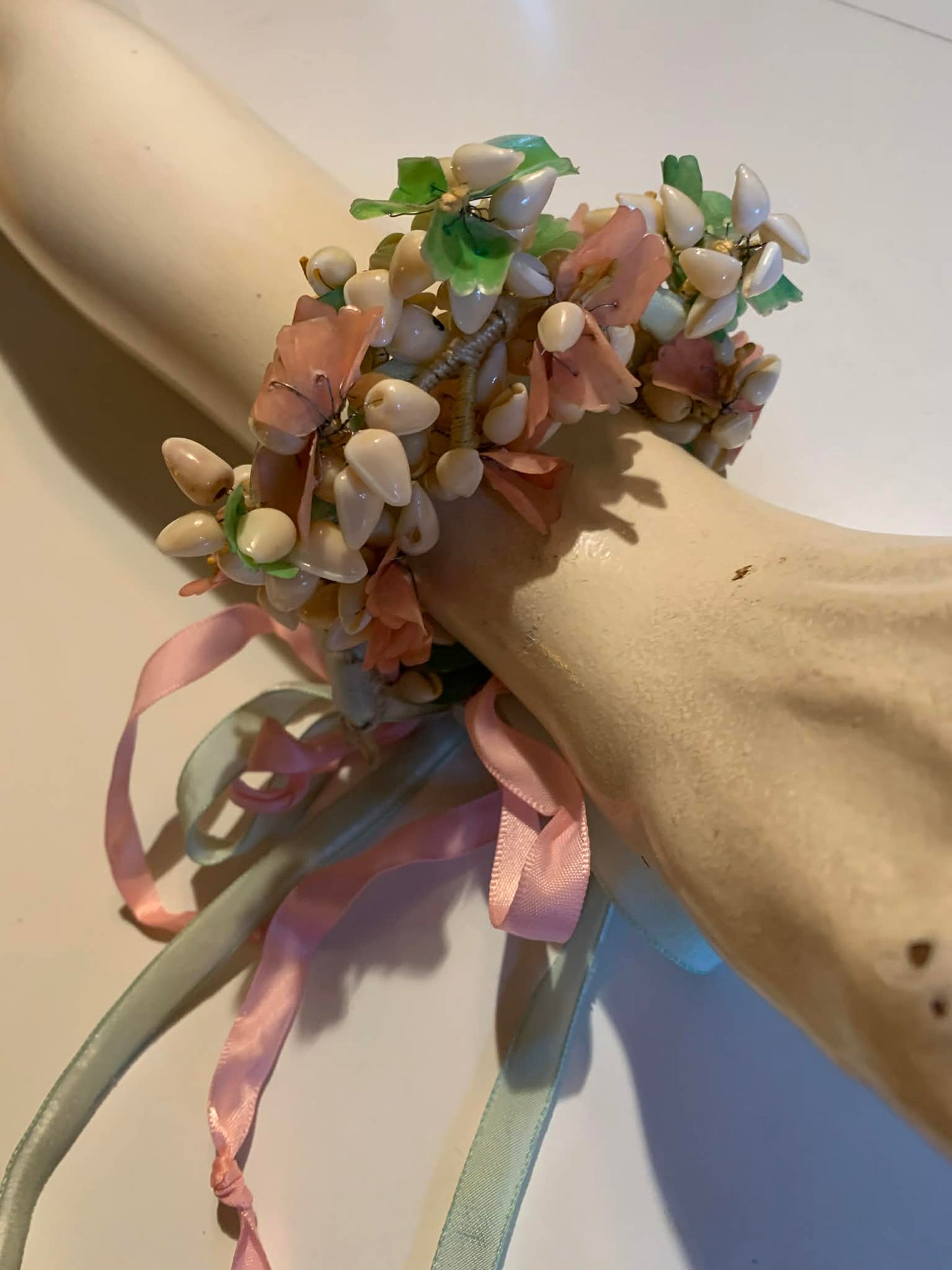 The Conchologist Reimagined Seashell and Celluloid 1930s Piece as Floral Headpiece, Necklace or Bracelet