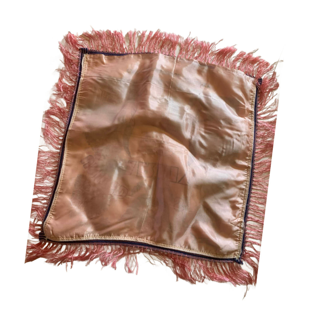 WWII US Army Pink Fringed Pillow Case Poem for Mother circa 1940s