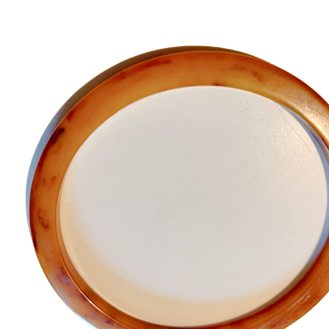 Swirled Caramel Skinny Bakelite Bangle Bracelet circa 1940s