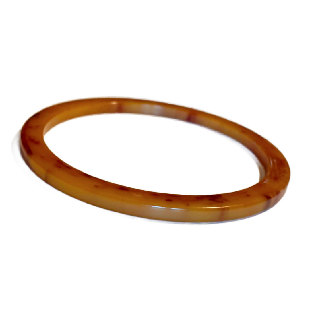 Swirled Caramel Skinny Bakelite Bangle Bracelet circa 1940s