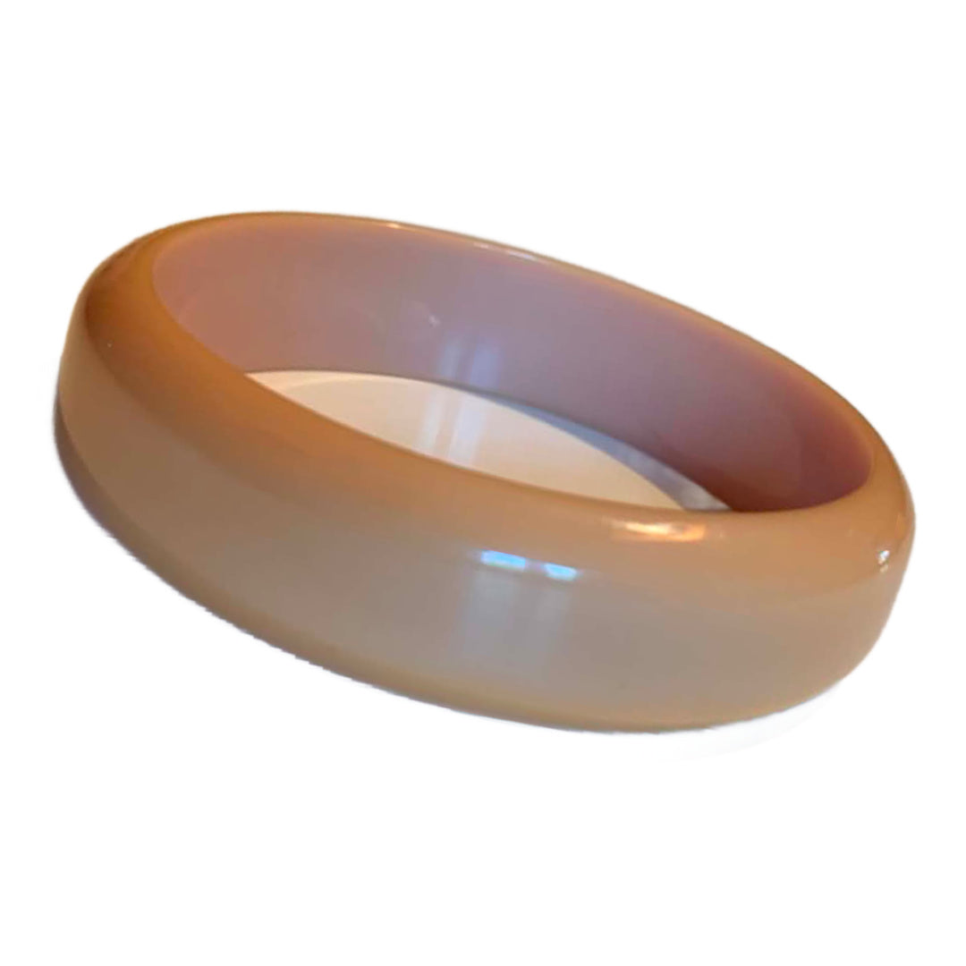 RESERVED Curved Creamy Pink Bakelite Bangle Bracelet circa 1940s