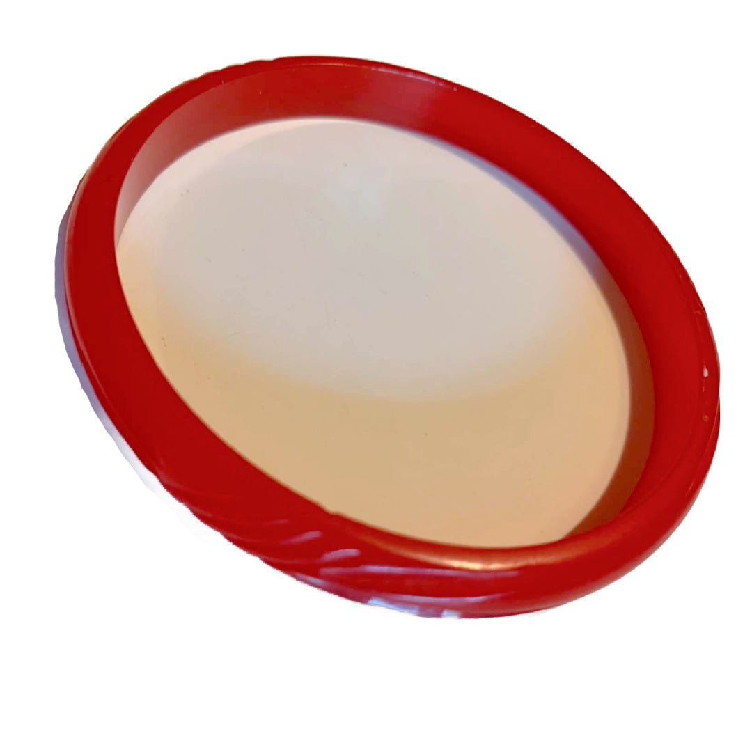 Carved Strawberry Red Bakelite Bangle Bracelet circa 1940s