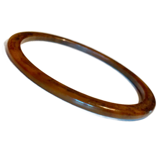 Swirled Toffee Skinny Bakelite Bangle Bracelet circa 1940s