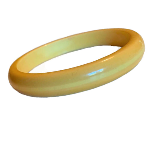 Two Tone Yellow Striped Bakelite Bangle Bracelet circa 1940s