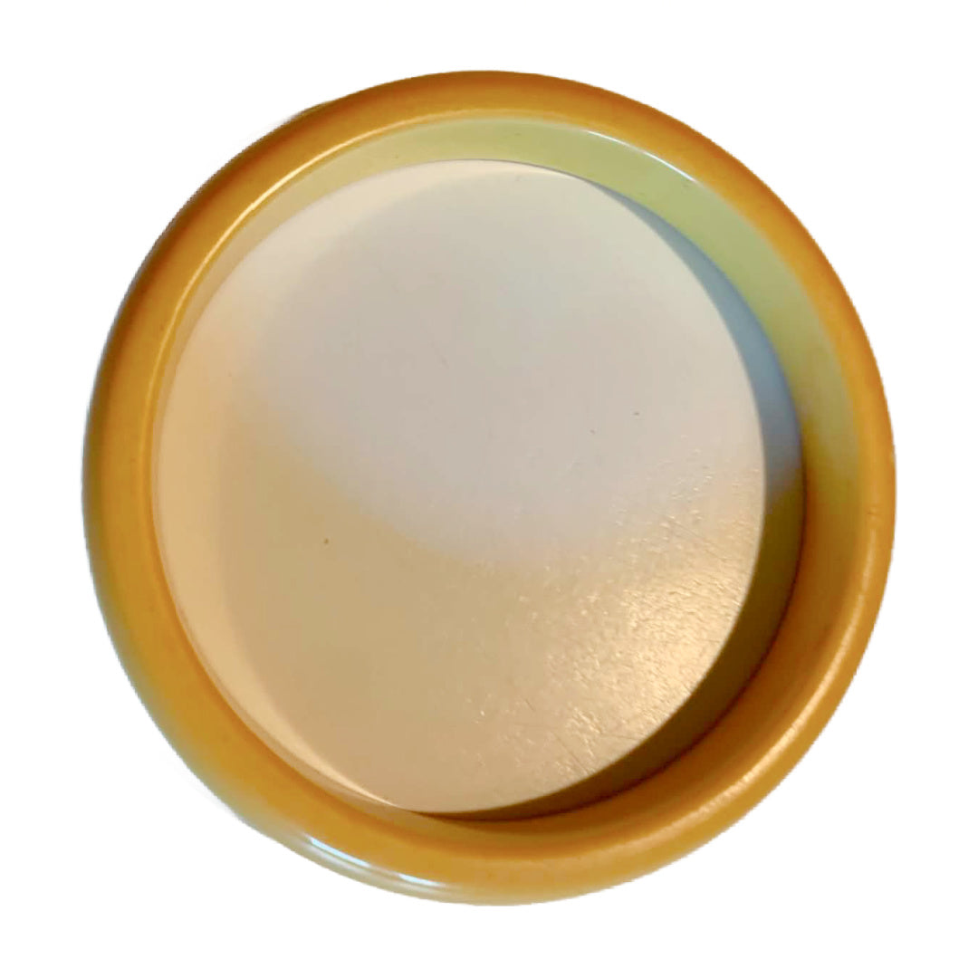 Two Tone Yellow Striped Bakelite Bangle Bracelet circa 1940s