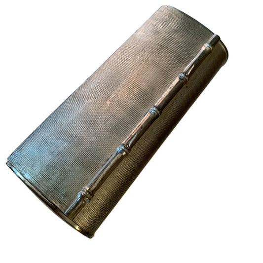 Bamboo Style Metal Trimmed Rounded Bottom Clutch Evening Bag circa 1960s