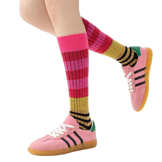 Courtside- the Sporty Striped Knee High Socks 4 Color Ways