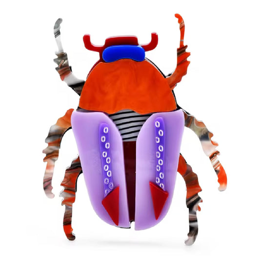 Beatled- the Purple and Red Acrylic Beetle Brooch