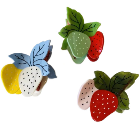 Berry Pretty- the Strawberry Acrylic 2-Tone Hair Claw Clip 3 Color Ways