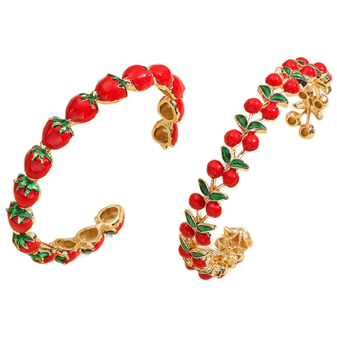 Berry Band- the Cherry or Strawberry Enameled Metal Bracelet