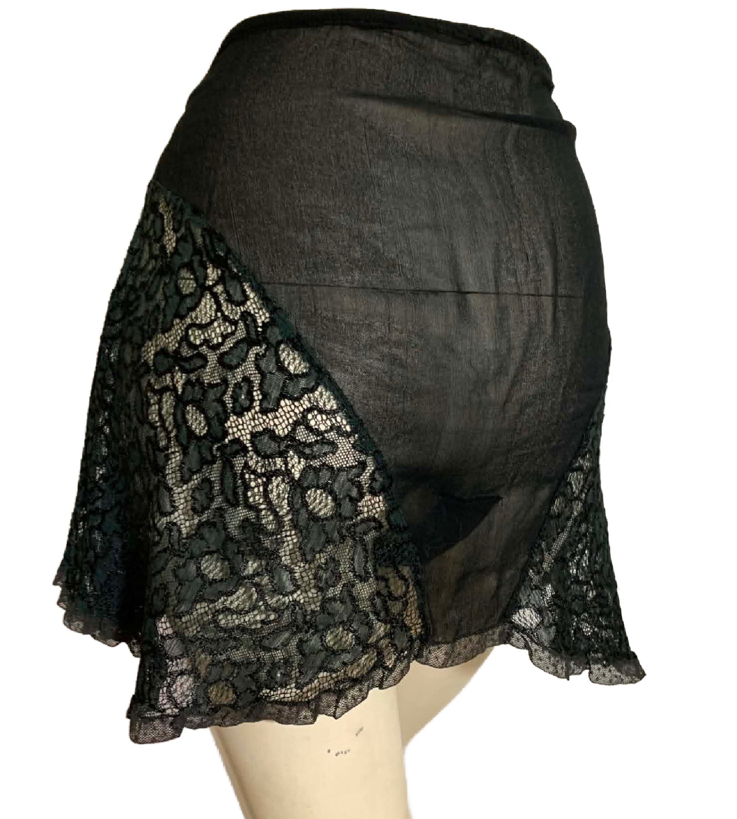 Black Lace and Silk Chiffon Tap Pants circa 1930s