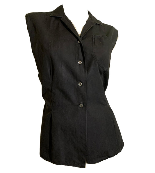 Black Sleeveless Cotton Blouse circa 1960s