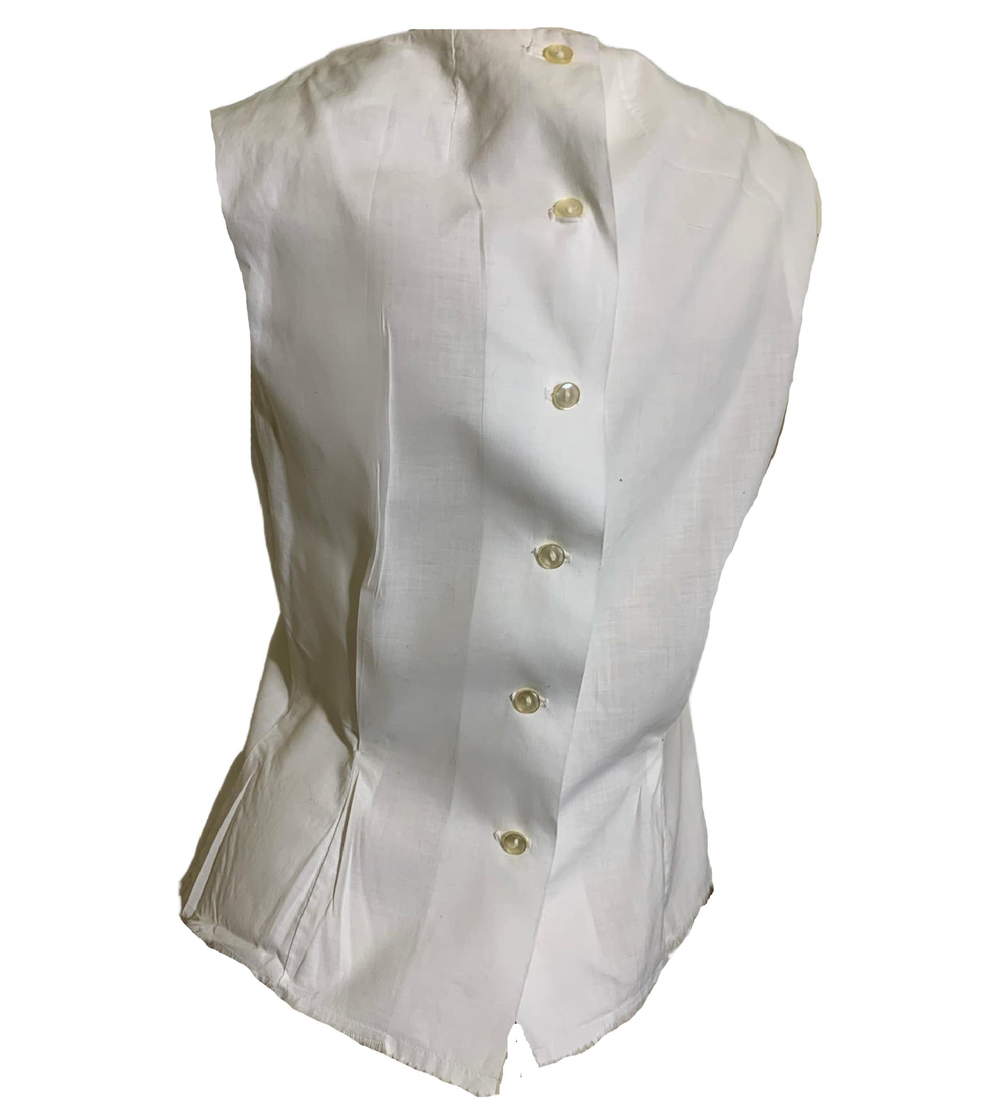 Lace Trimmed Sleeveless White Cotton Blouse circa 1960s