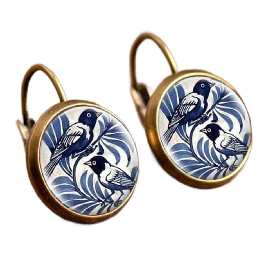 Bluebird- the Mediterranean Tile Look Blue Bird Earrings