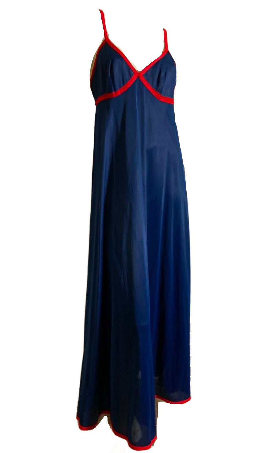 Low Back Red and Blue Nylon Nightgown circa 1970s