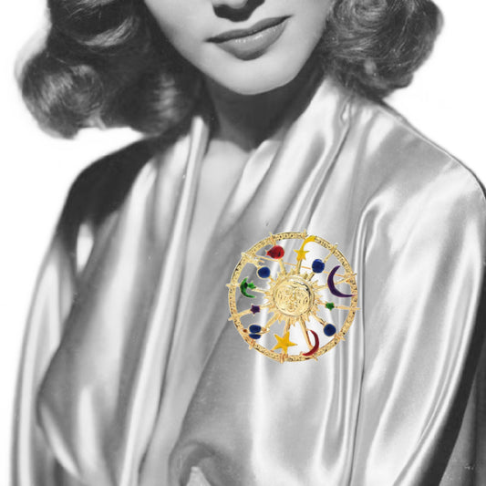 Astral Sun Rhinestone Dotted Brooch