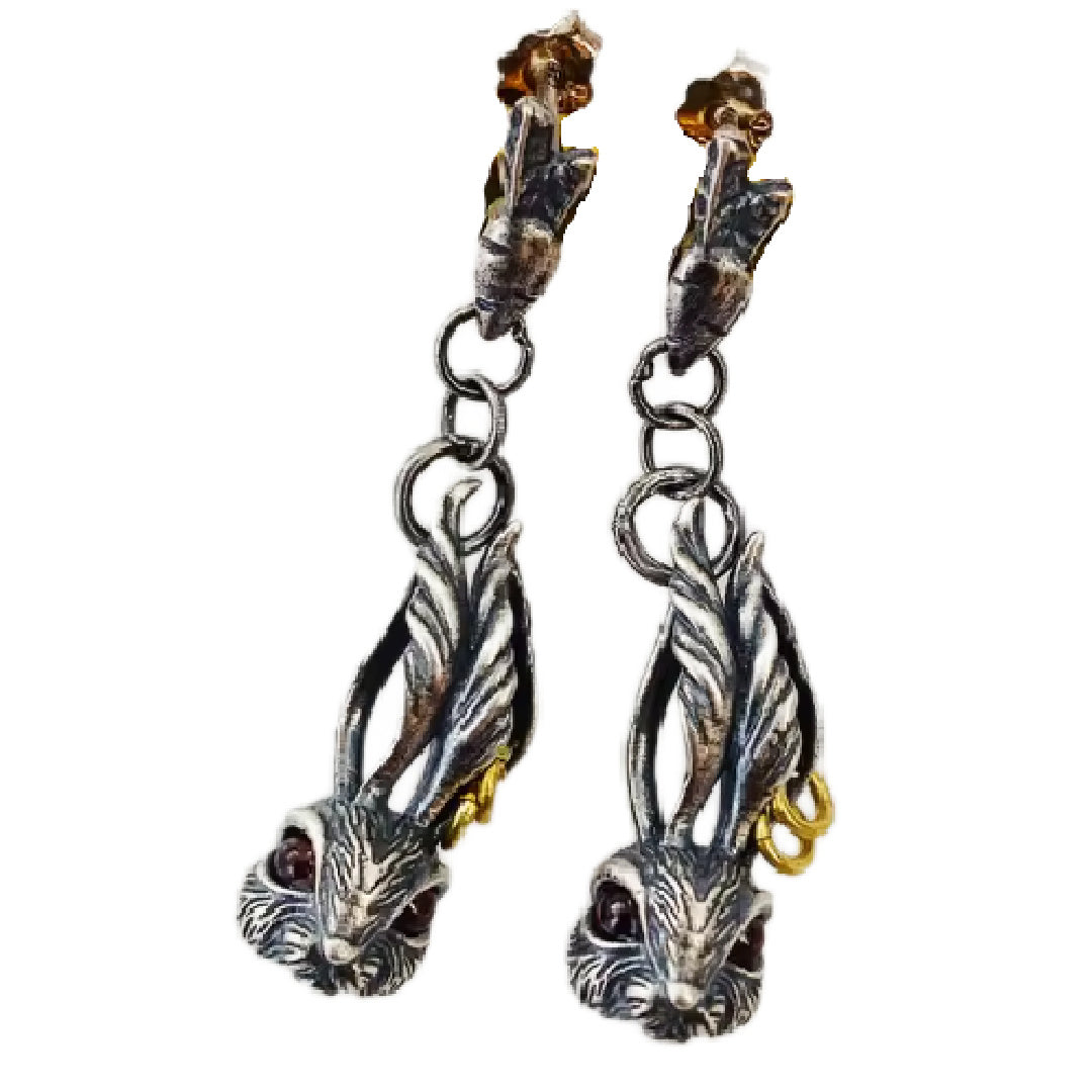 Clever- the Pewter Look Rabbit and Carrot Dangle Earrings