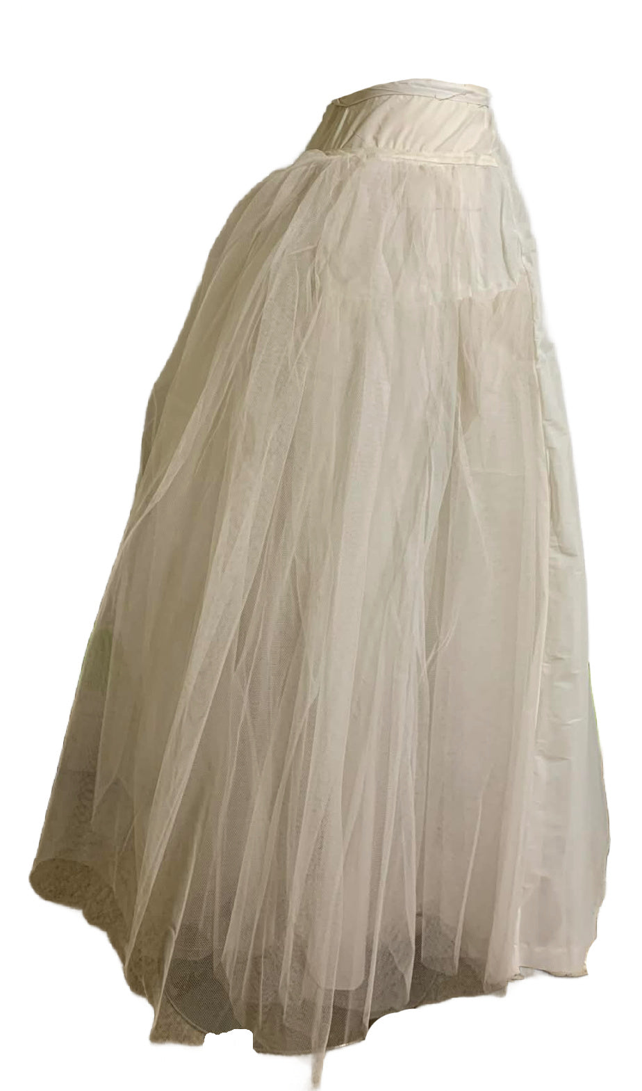 Soft White Bustle Back Long Half Slip w/ Tulle circa 1950s