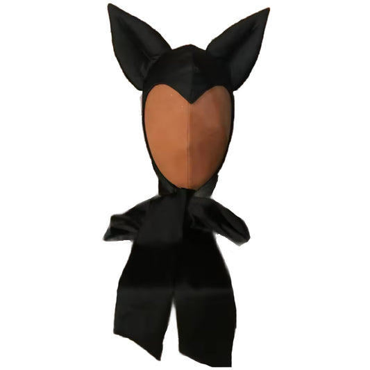 Katty- the Black Satin Kitty Ear Hood with Bow