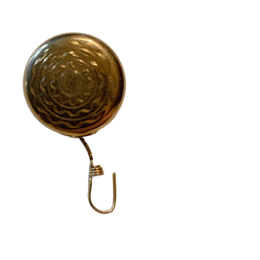 Gold Plated Chatelain Retractable Chain Glasses Holder Brooch circa 1890s