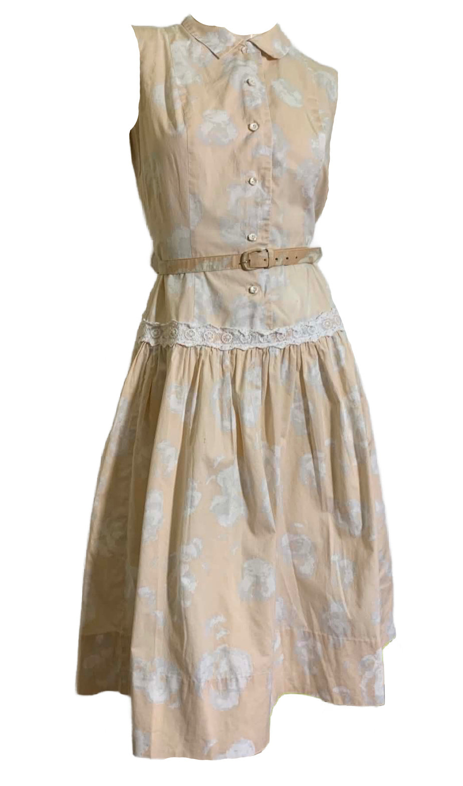 Breezy Summer Sky Cloud Print Dropped Waist Dress circa 1960s