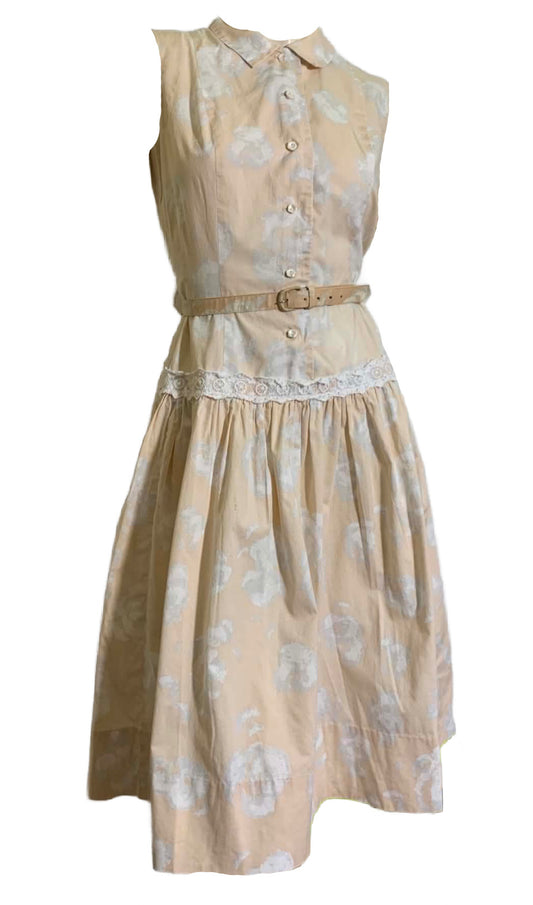 Breezy Summer Sky Cloud Print Dropped Waist Dress circa 1960s