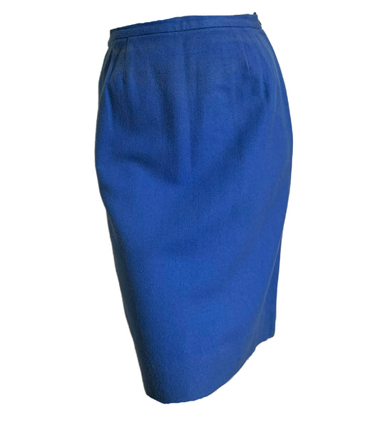 Cobalt Blue Wool Pencil Skirt circa 1960s