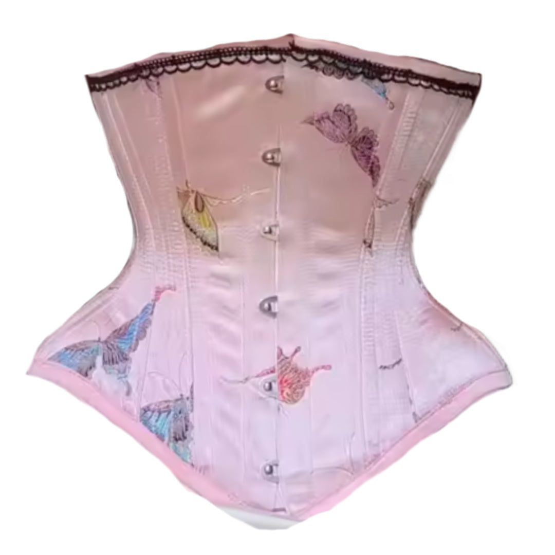 Jane- the Butterfly Damask Satin Corset with Steel Boning