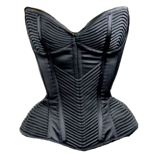 Thierry- the Channel Stitched Waist Cinching Black Corset