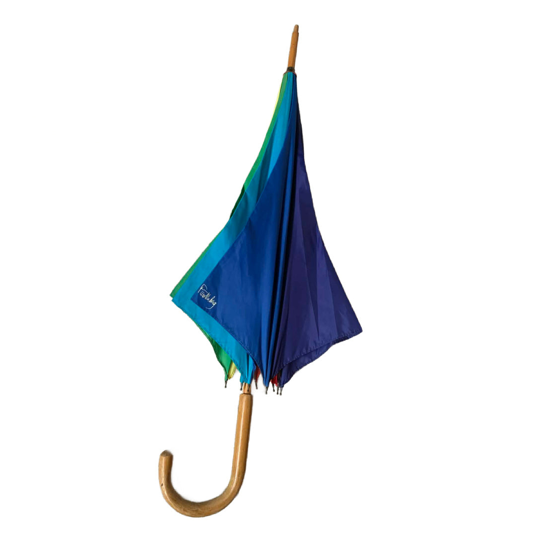 Rainbow Striped Large Nylon Umbrella circa 1980s Diane Von Furstenberg