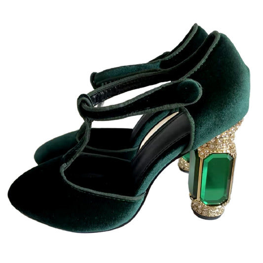 Gemma- the Jewel Stone Heeled T-Strap Shoes