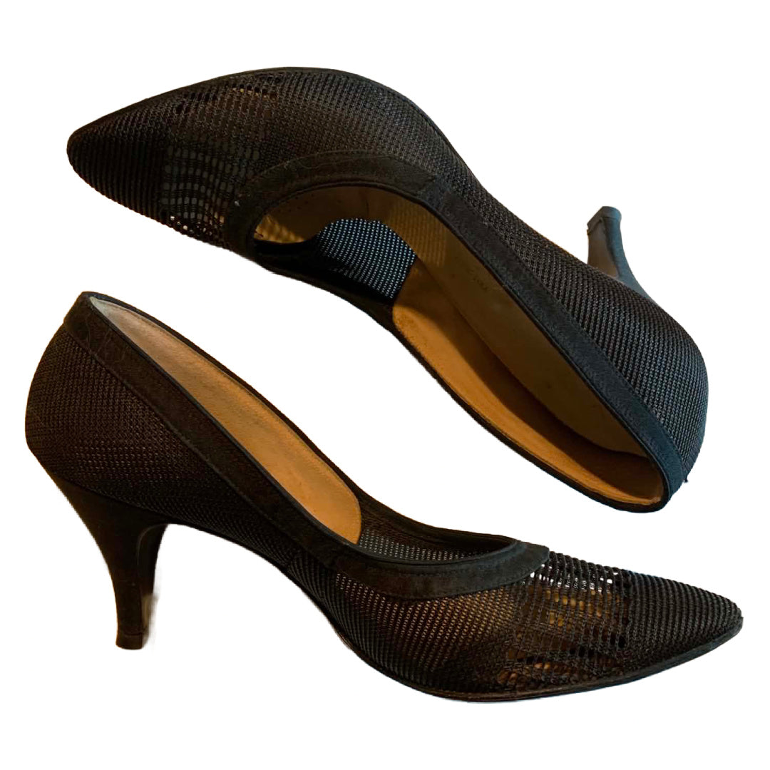 Black Sheer Mesh High Heel Shoes circa 1960s 7