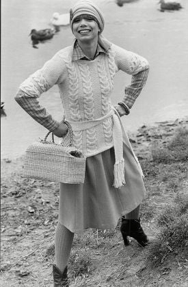 Rich Coral Cable Knit Irish Fisherman's Sweater circa 1970s