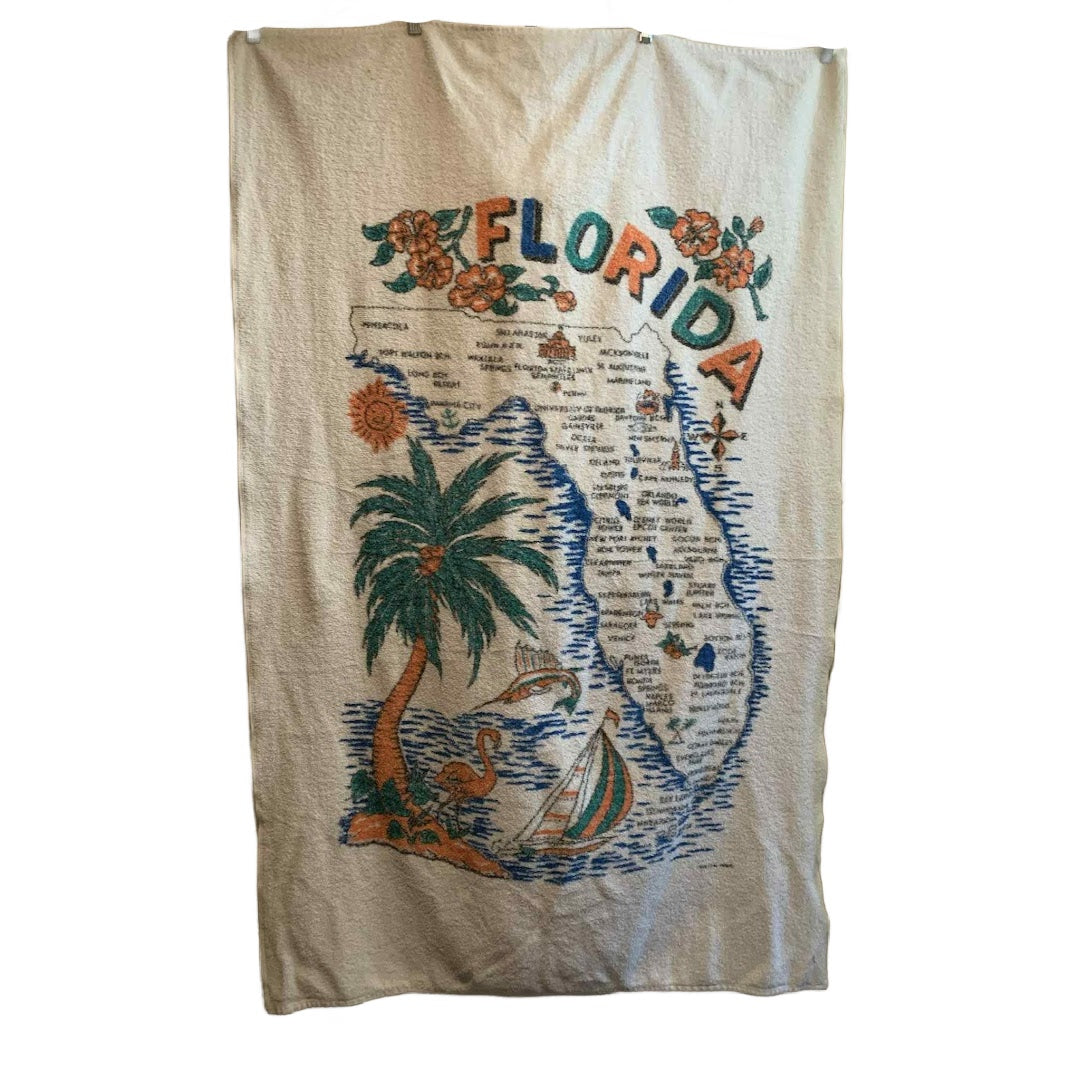 Florida Souvenir Beach Towel circa 1970s