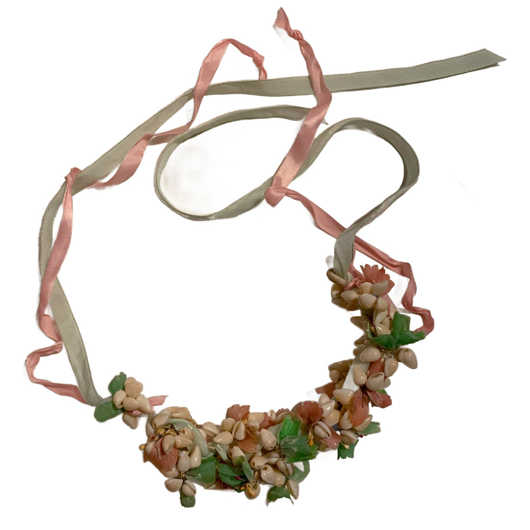 The Conchologist Reimagined Seashell and Celluloid 1930s Piece as Floral Headpiece, Necklace or Bracelet