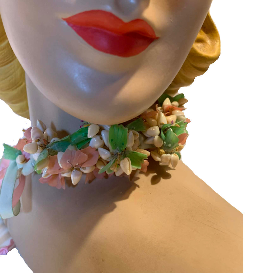 The Conchologist Reimagined Seashell and Celluloid 1930s Piece as Floral Headpiece, Necklace or Bracelet