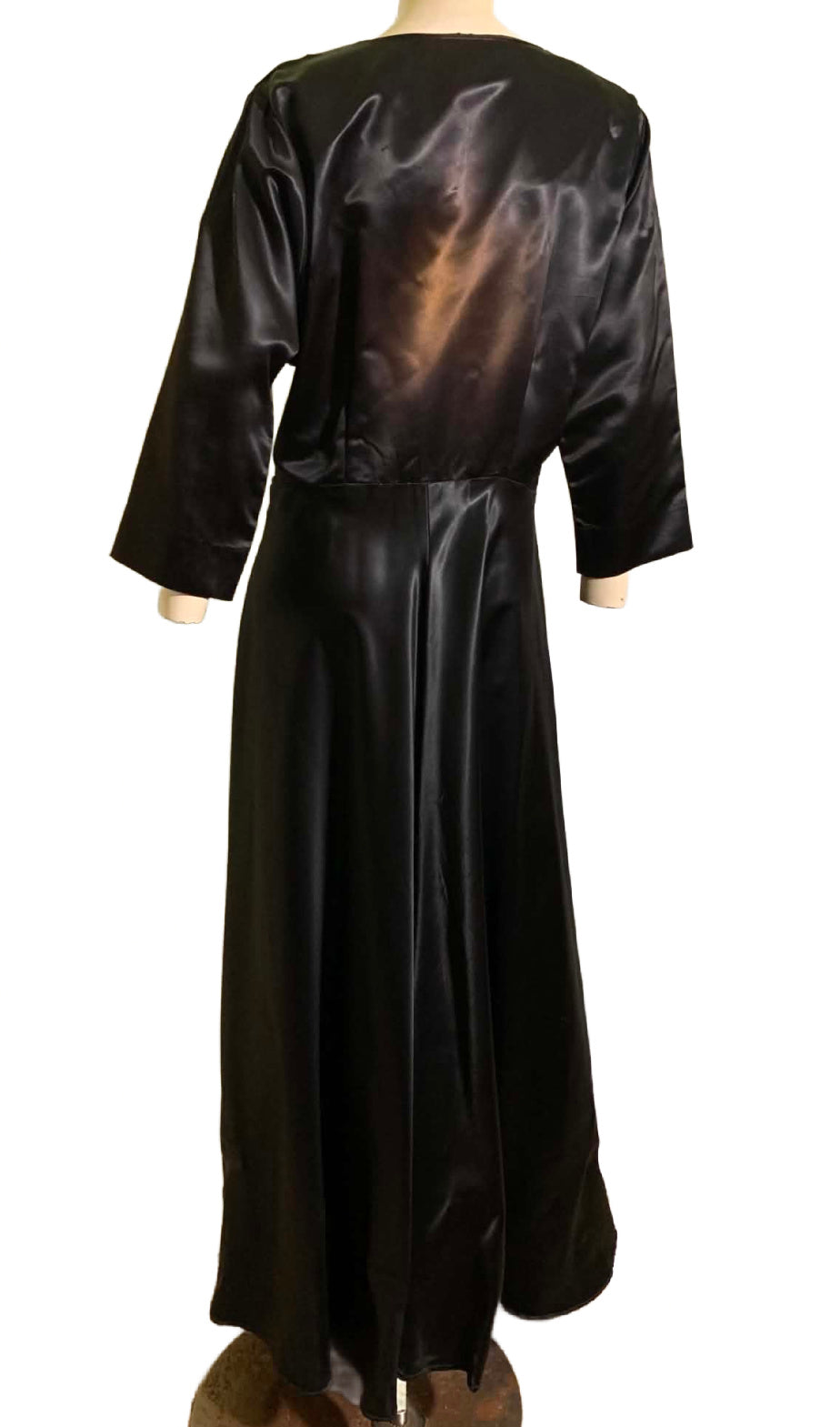 Panther Black Slipper Satin Frederick's of Hollywood Dressing Gown circa 1960s