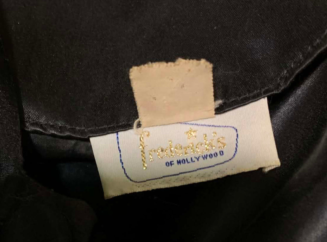 Panther Black Slipper Satin Frederick's of Hollywood Dressing Gown circa 1960s
