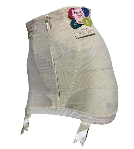 Body Shaping White Girdle with Lace and Garters circa 1960s NOS