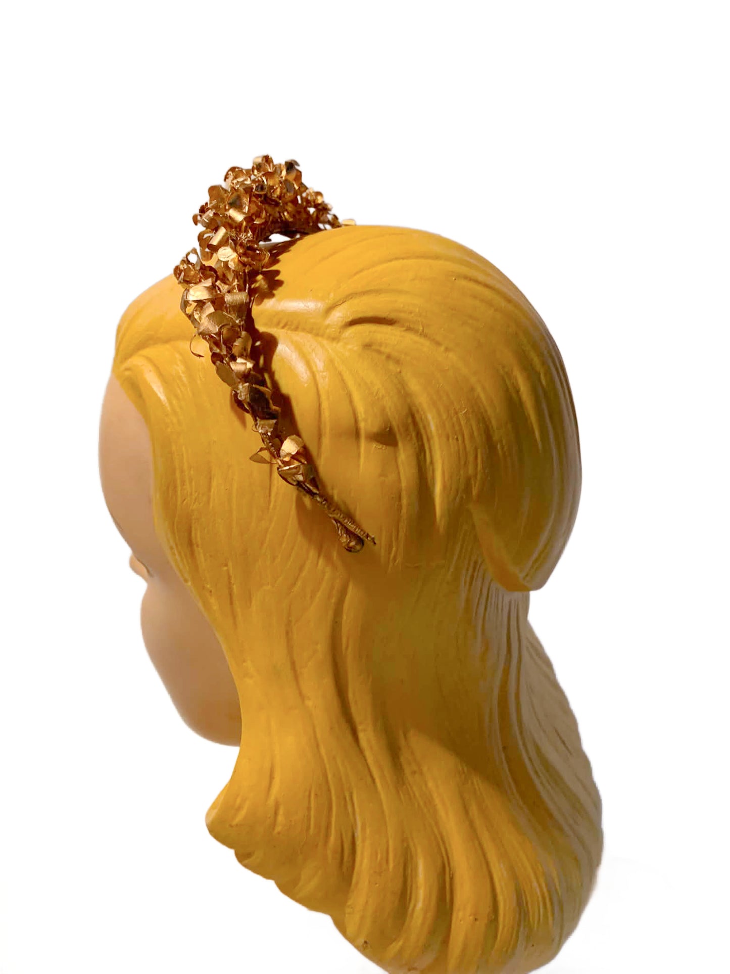 Golden Paper Hand Made Flower Crown Headband circa 1920s