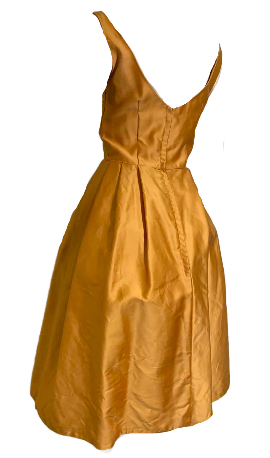 Golden Satin Cocktail Dress with Beading and Sequins circa 1960s