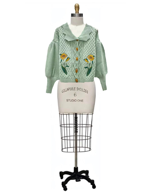 Sunflower- the Vintage Inspired Sunflower Embroidered Sweater