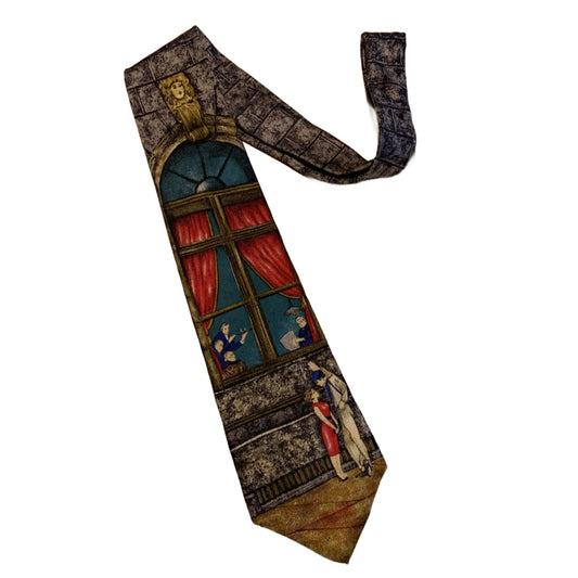 Halston City Romance Street Scene Tie circa 1990s