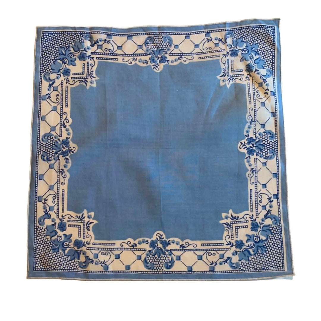 Blue Asian Print Handkerchief circa 1950s