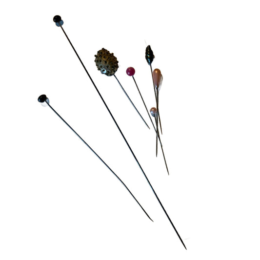 Hat Pin Lot 2 Steel Antique + Sequins and More circa 1910s-40s