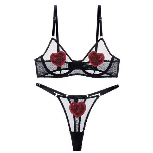 Lola- the Heart Accented Bra and Panty Set