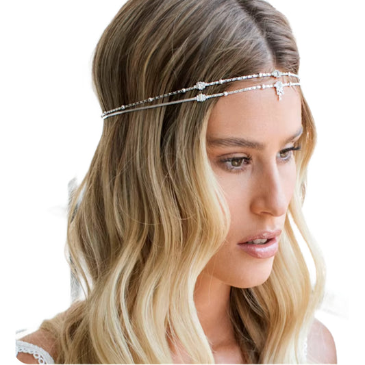 Jess- the Rhinestone Double Strand Headband 3 Colors